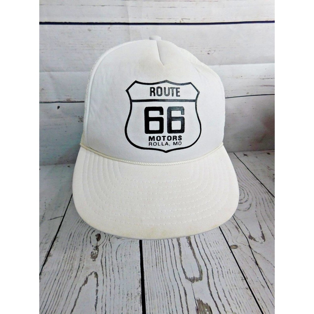 Vintage ROUTE 66 Winner Brand White Trucker Hat Mesh Snapback Pre-Owned